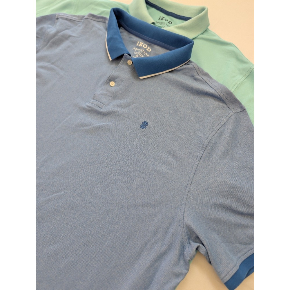 Lot of 2 IZOD Advantage Performance Polo Shirts Men 3XL Blue Turquoise Stretch